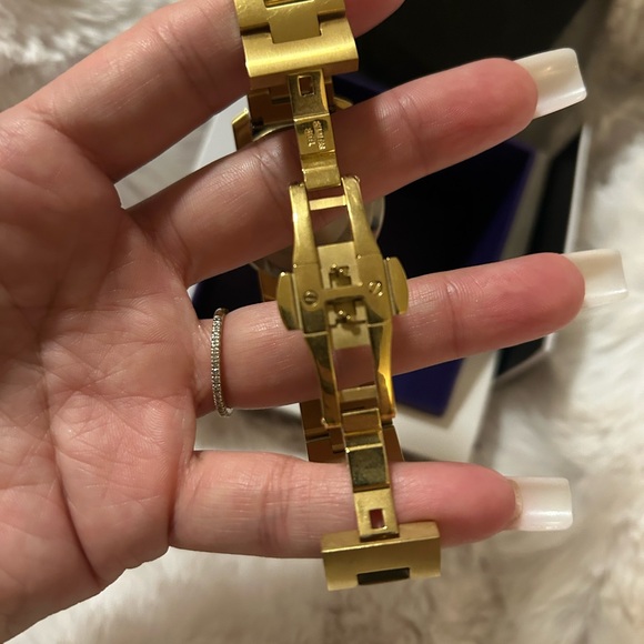 Movado Gold Women's Bracelet Watch with Crystal Dot - Picture 4 of 5